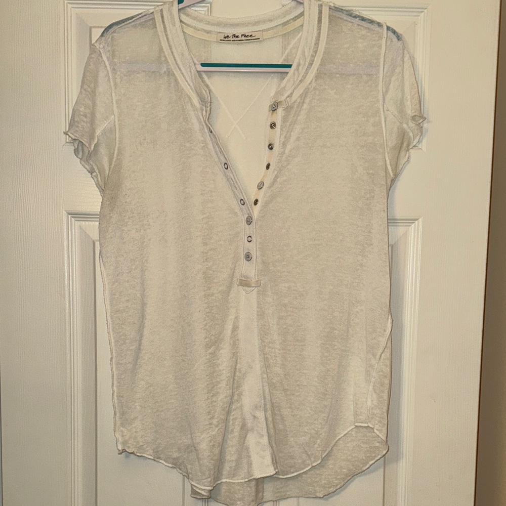 Free People Off-White Button-Down Top